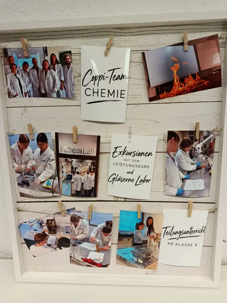 Plakat des Fachbereichs Chemie mit Eindrücken aus dem Unterricht